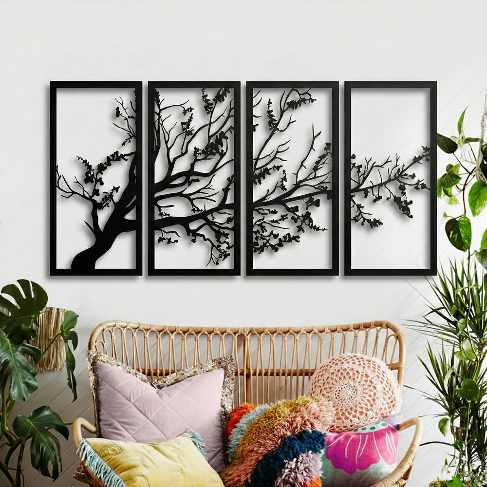 DEKADRON Metal Wall Art, Tree of Life 4 Panels, Tree Sign, Metal Wall Decor, ...