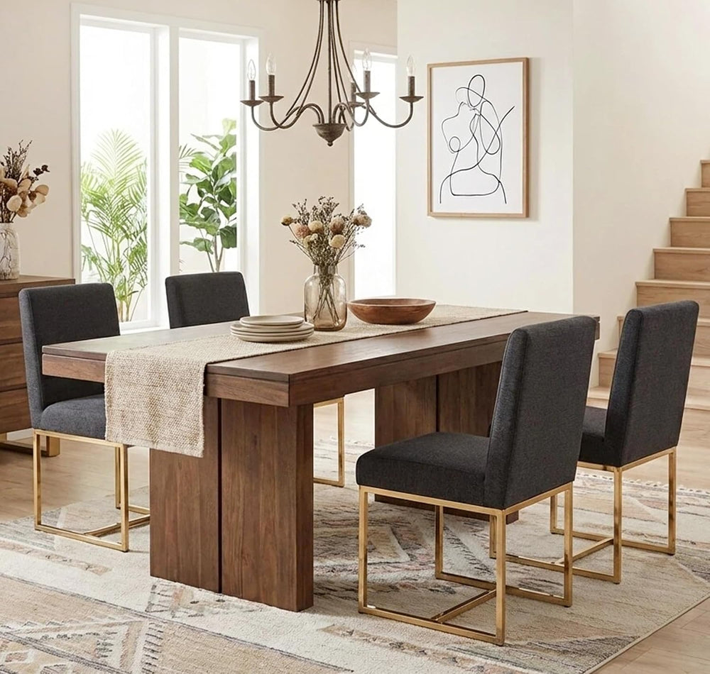 VESCASA Linen Upholstered Dining Chairs Set of 2, Mid Century Modern Padded C...