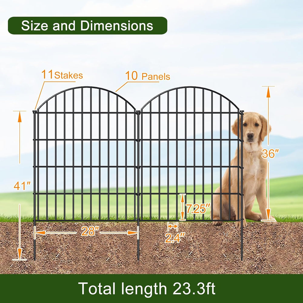 Metal Garden Fence 36 in x 23.3 ft, Dog Fence Outdoor for Yard