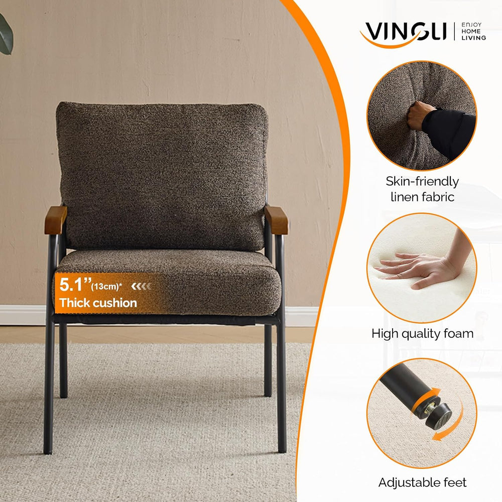 VINGLI Mid-Century Modern Accent Armchiar for Small Space, Small Comfy Uphols...