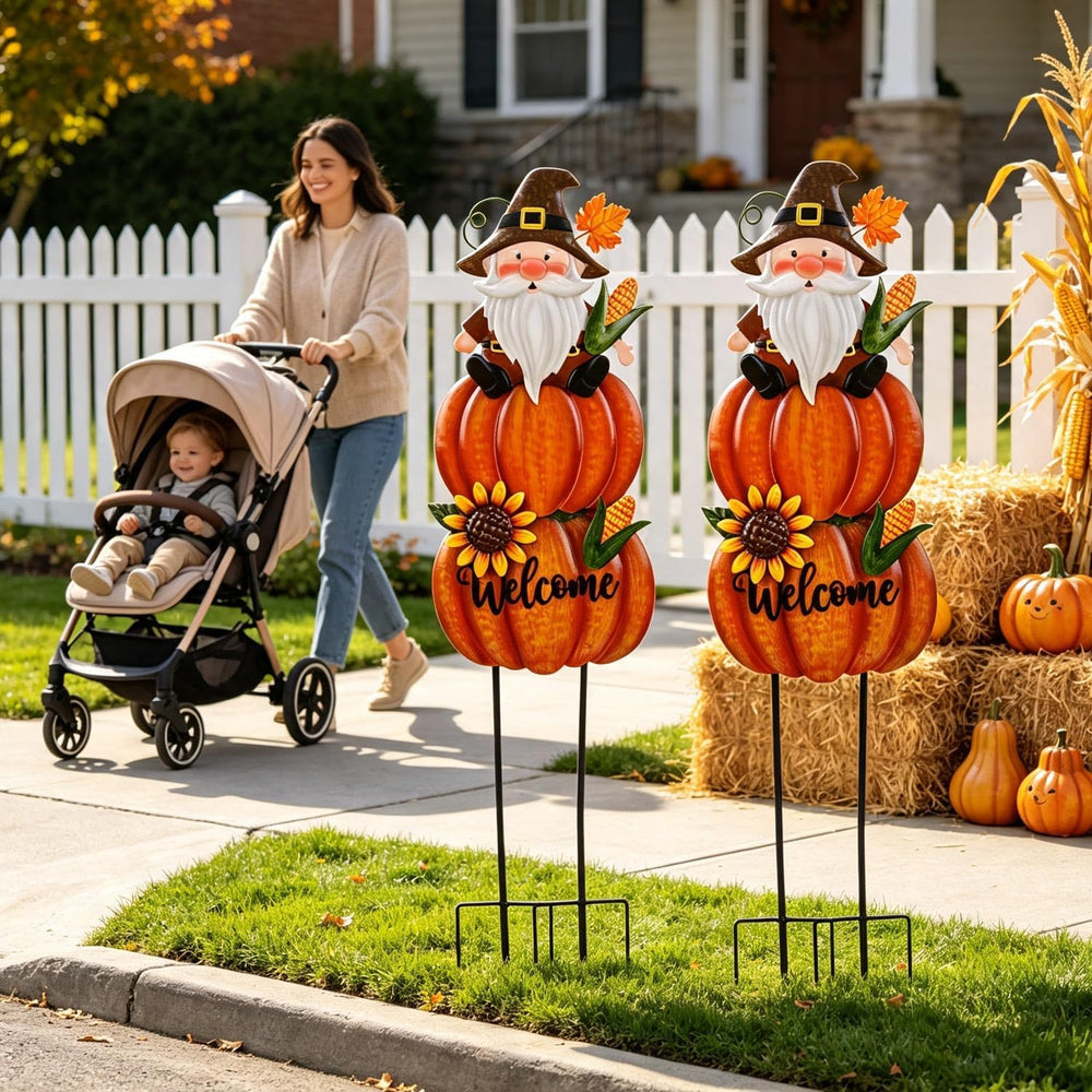 Fall Gnome Yard Stakes Large 39.3inch for Thanksgiving Decor