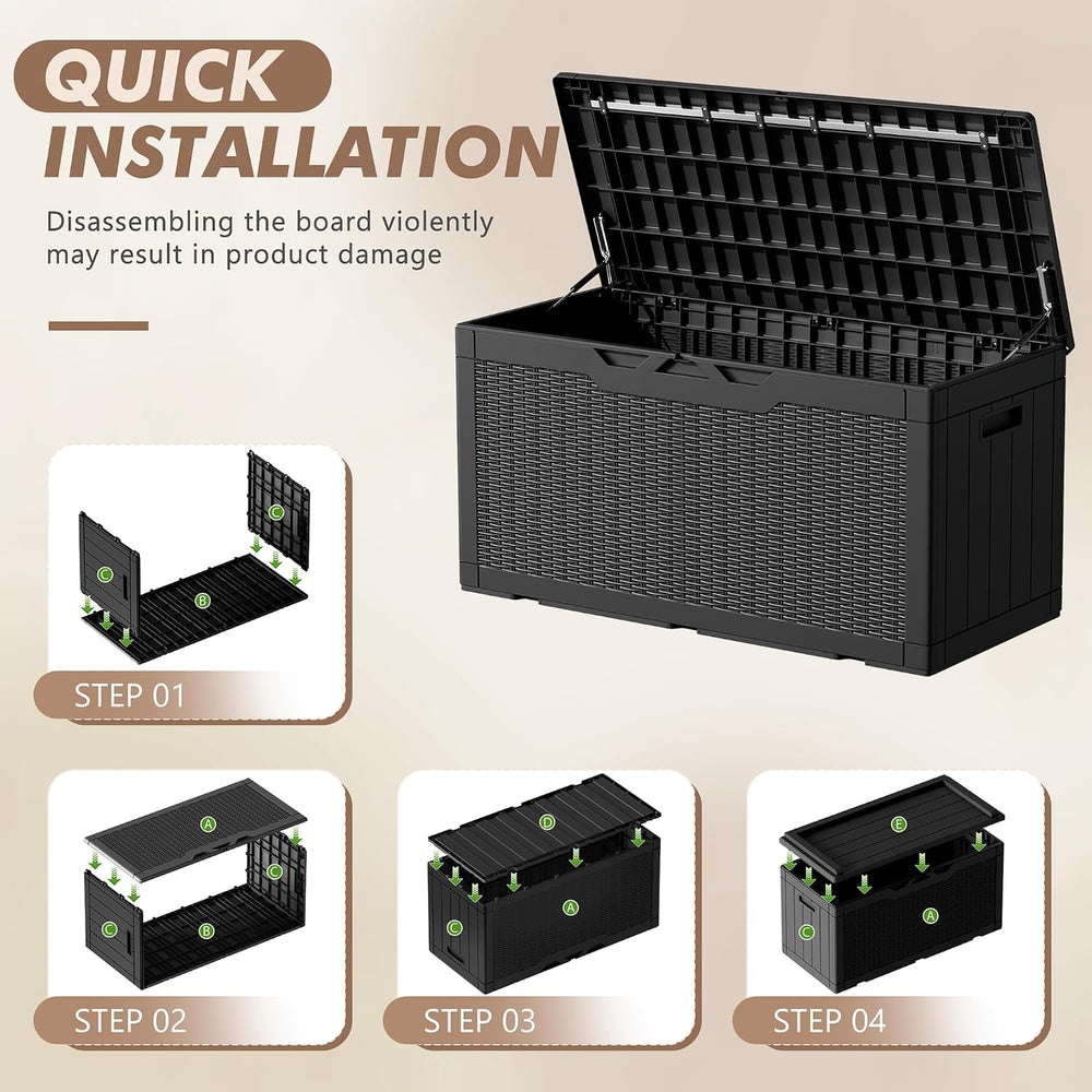 Devoko 100 Gallon Deck Box Waterproof Outdoor Storage Box with Cushion