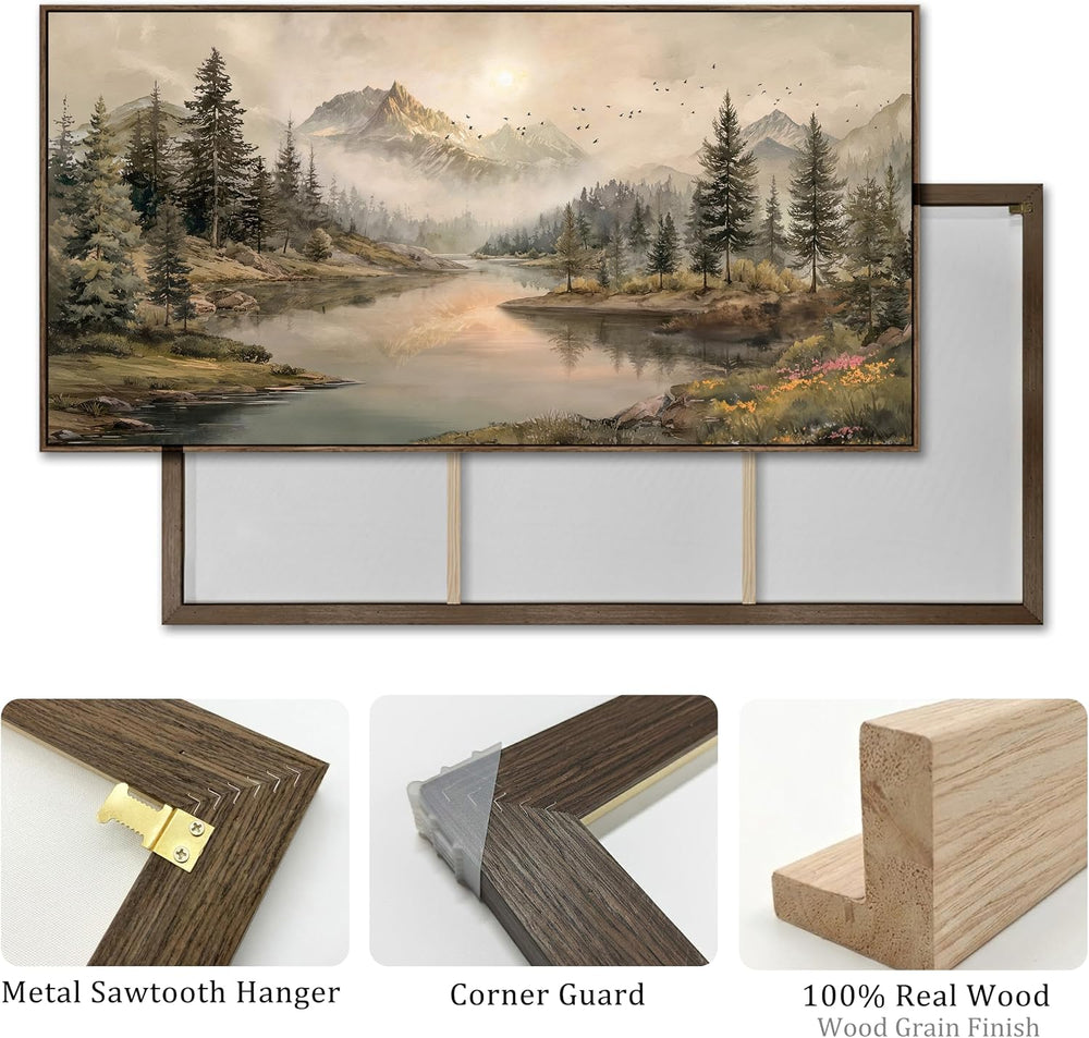 Extra Large Framed Landscape Mountain Wall Art for Living Room, 28x57 Inch