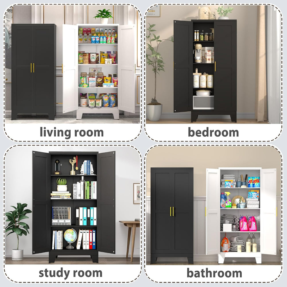 GAIOUS 61.02" Kitchen Pantry Cabinet, Black Metal Pantry Storage Cabinet