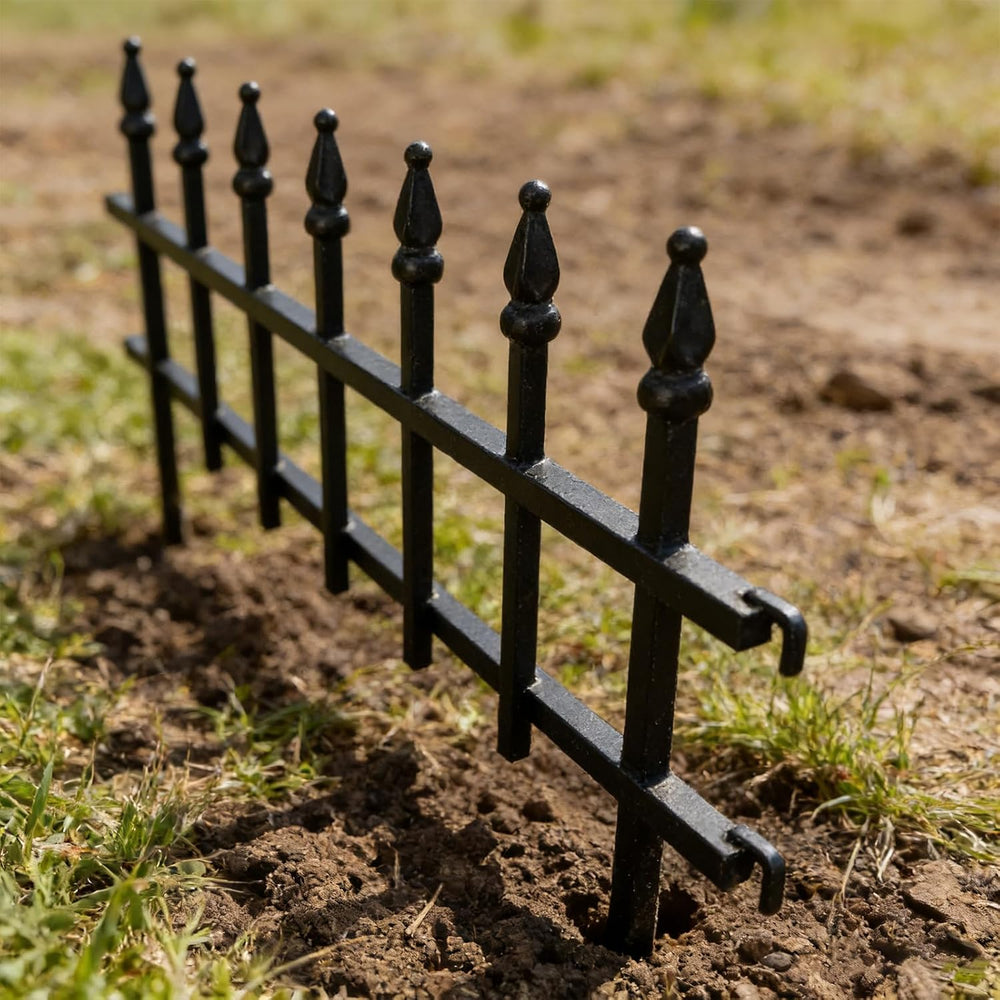 5-Pack Garden Border Fence, 23" W x 17" H, Black
