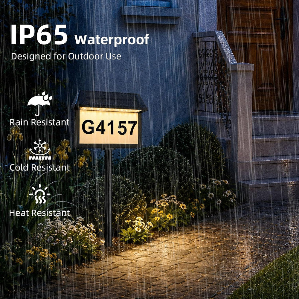 Lacasa Solar Address Sign Lighted House Numbers Waterproof 3 Color Modes