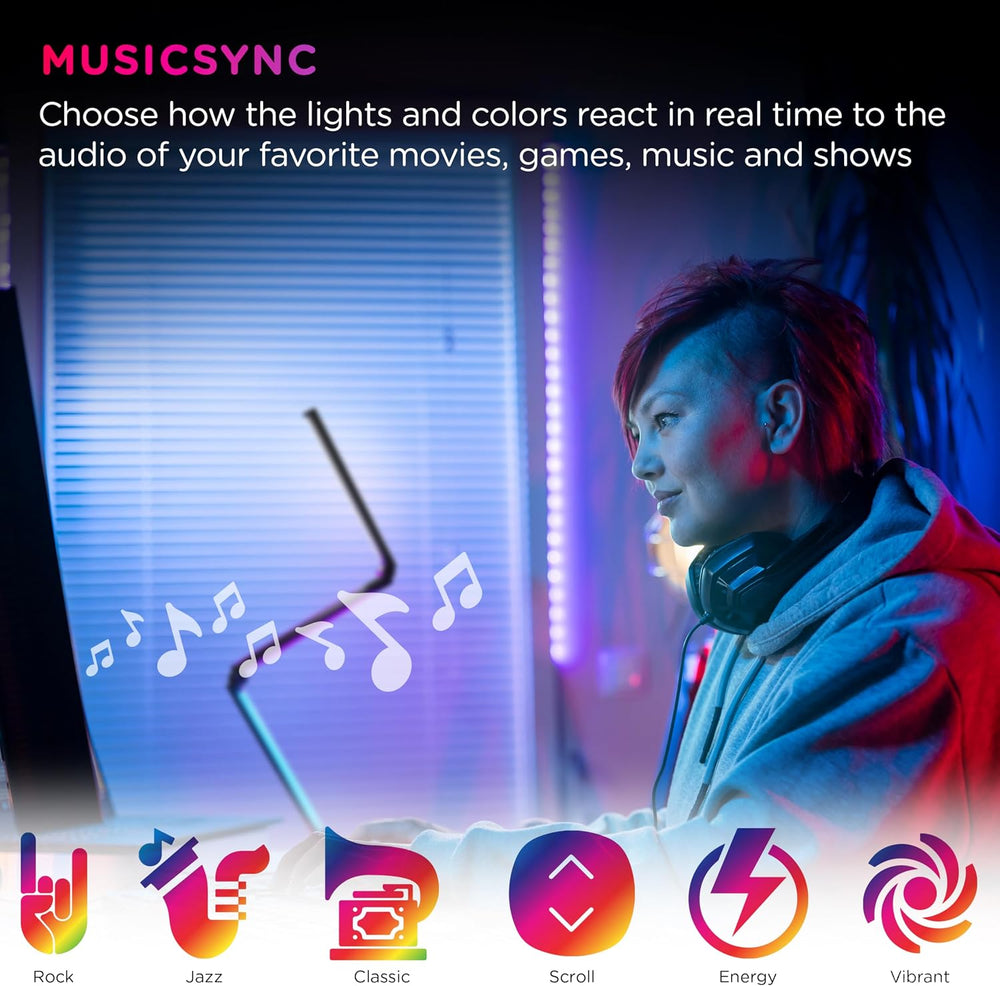 Enbrighten Vibe RGBWIC Smart Foldable Floor Lamp with Music Sync