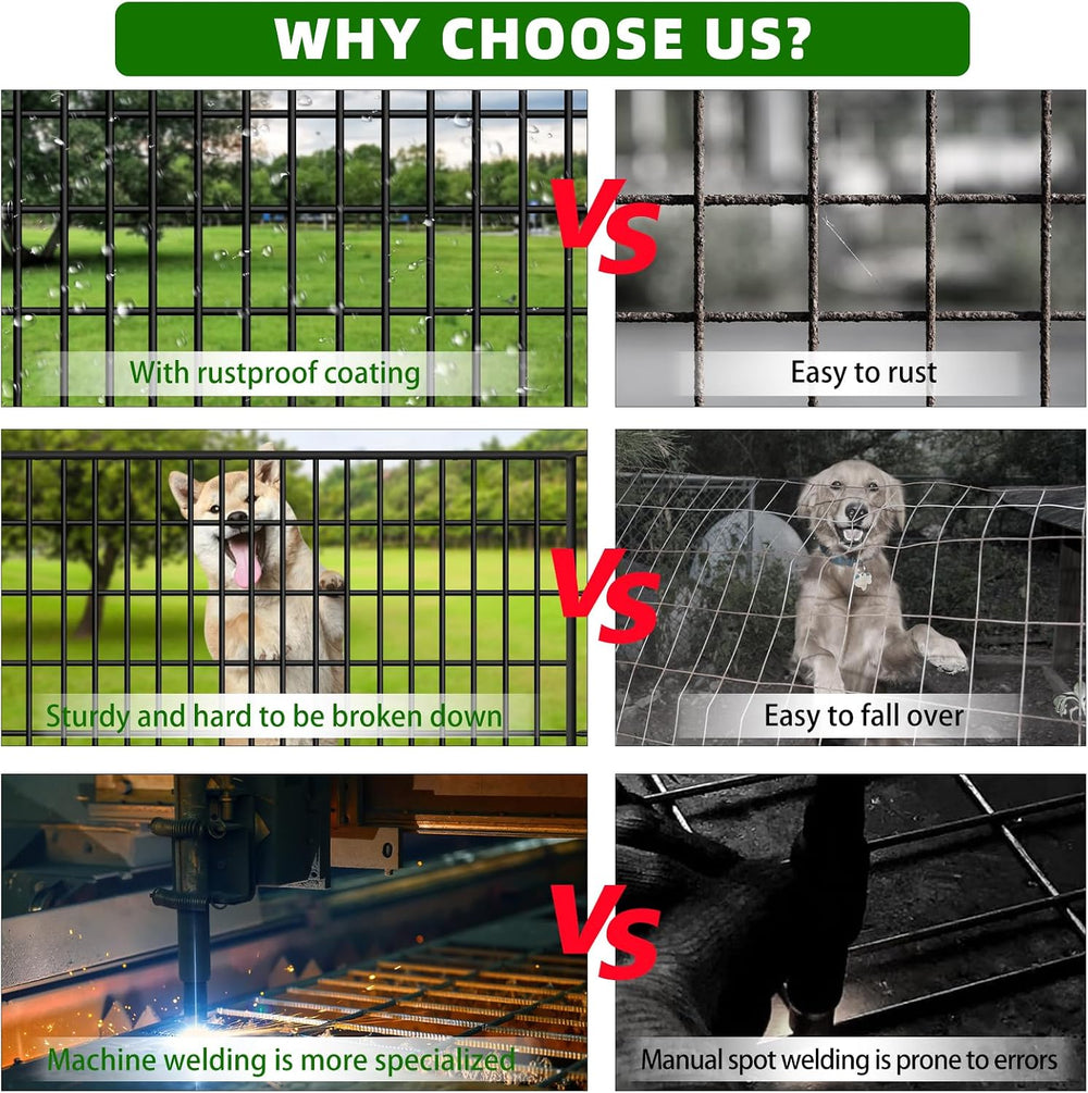 10 Panels Garden Fencing Animal Barrier, 48 in(H) X 24 Ft(L) Dog Fence Outdoo...