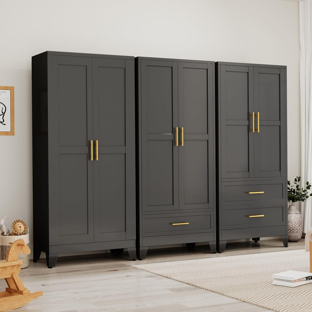 Ckzbx 71" H Metal Armoire Wardrobe Closet with Drawer, Adjustable Shelf,...