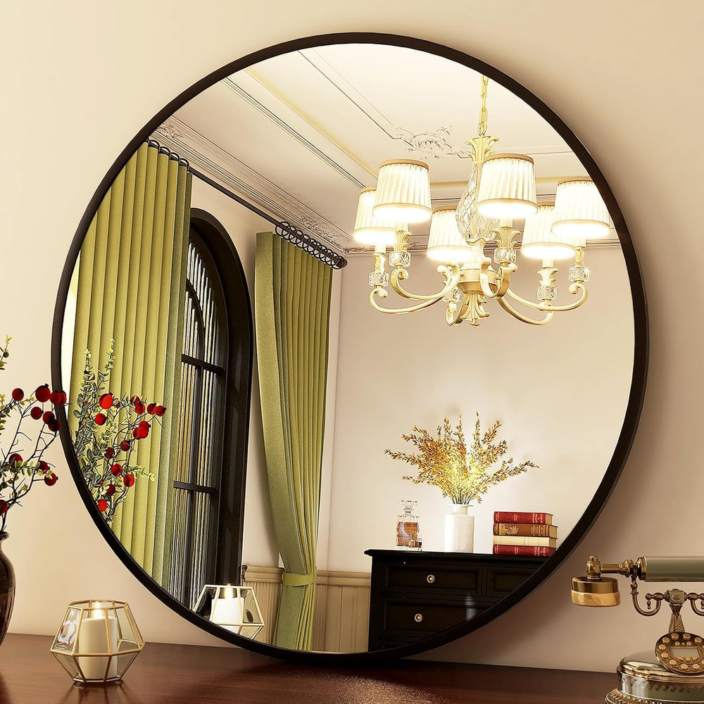 HARRITPURE Round Mirror 30 Black Wall Mounted Circle Mirrors