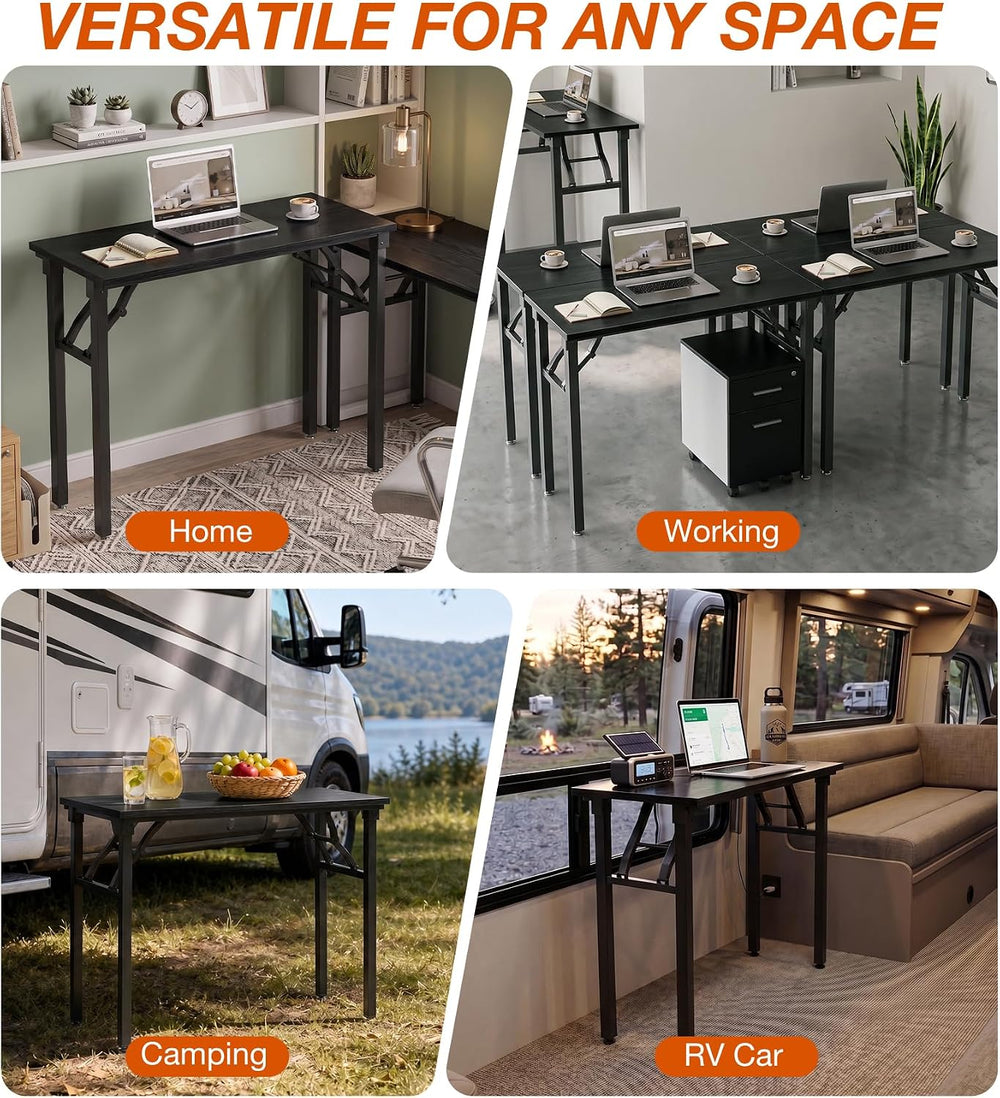 Folding Table Computer Desk - 35.8" No Assembly Folding Desk Design and ...