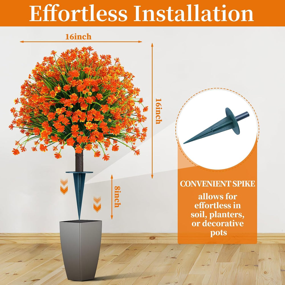 Yangrass 2 Pack Fall Artificial Flower Topiary Balls with Ground Spike