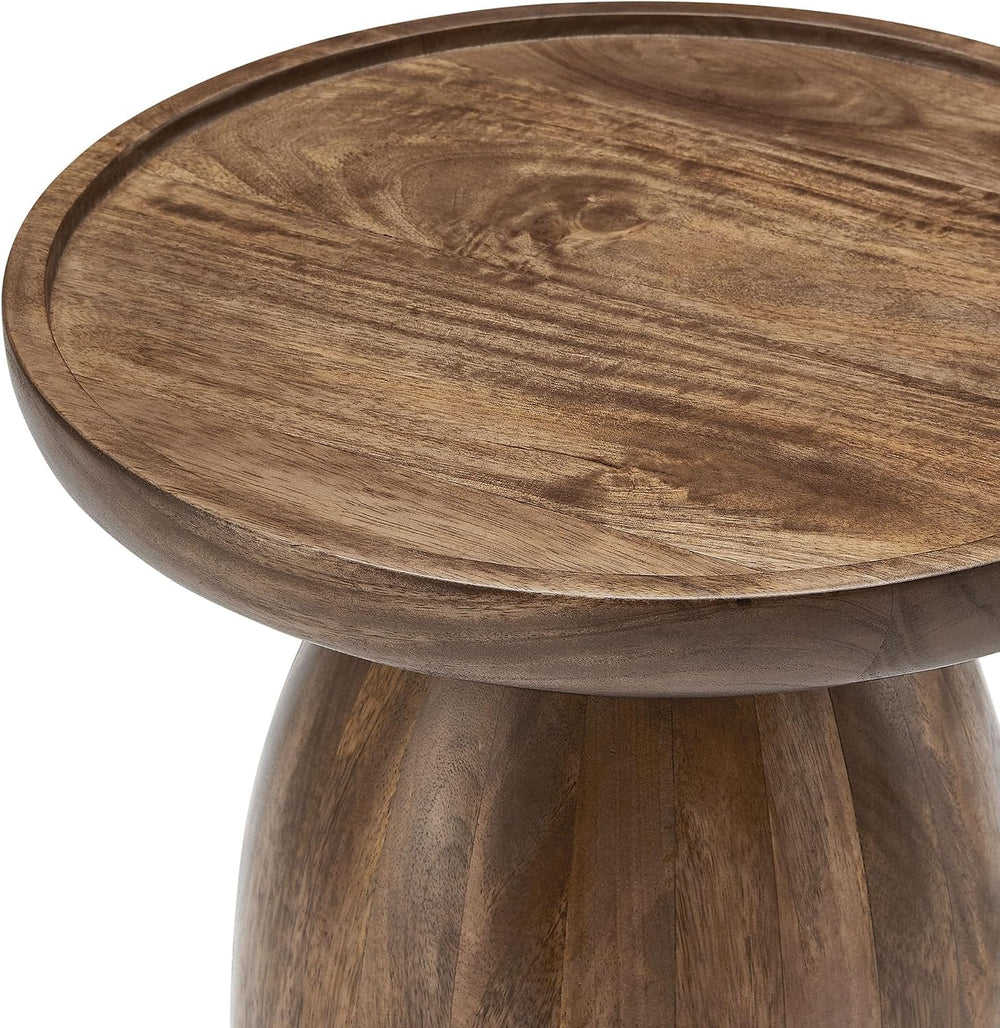 Modway Holloway Solid Mango Wood Side End Table in Walnut – Contemporary Wood...