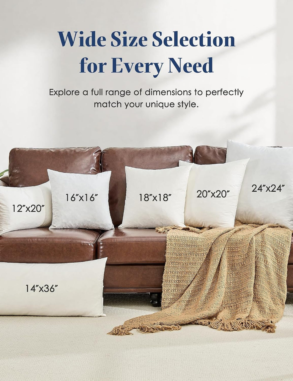 Dafinner Feather Down Throw Pillow Inserts 18x18 Inch Set of 2