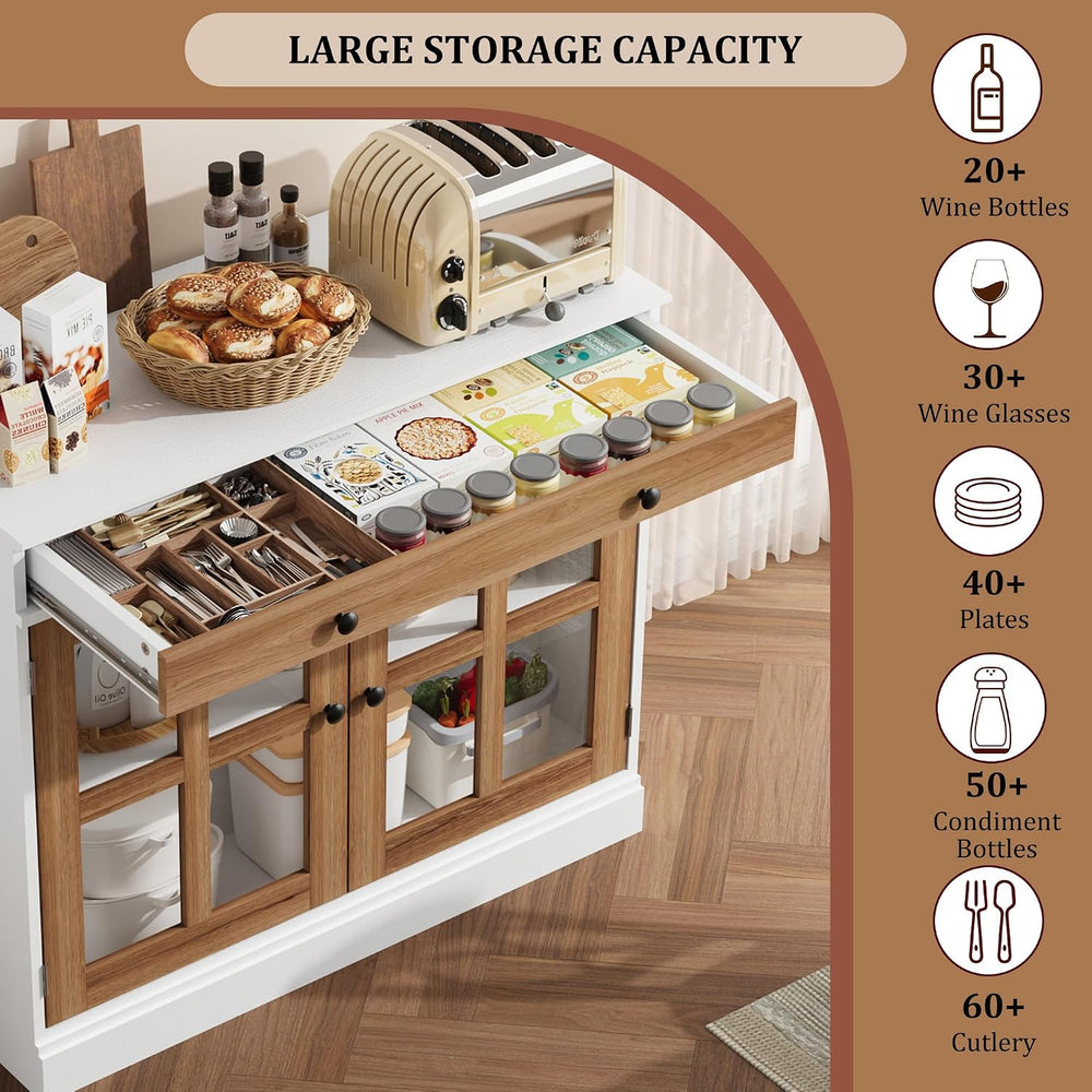 Garvee Sideboard Buffet Cabinet with Glass Doors and Adjustable Shelves
