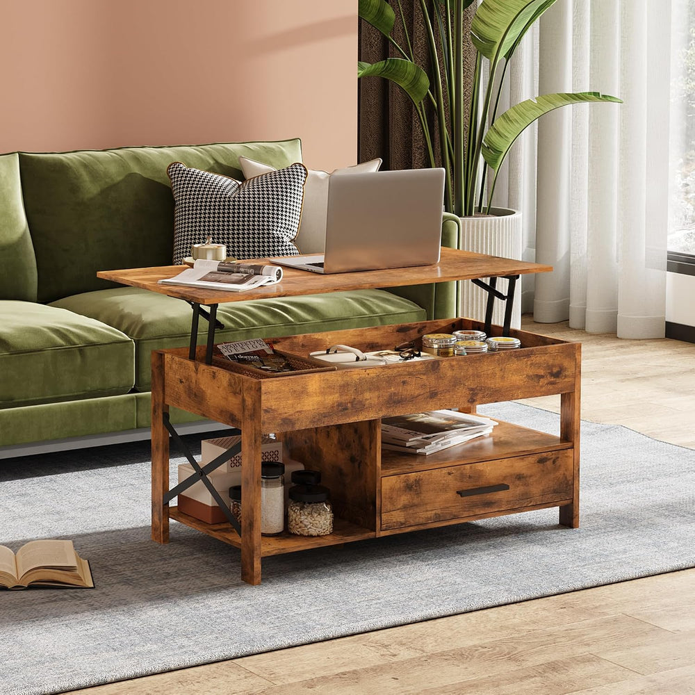 WLIVE Lift Top Coffee Table for Living Room/Dining/Office, Brown
