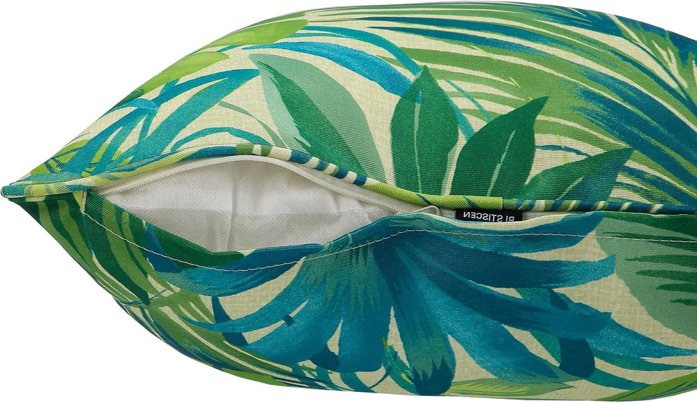 Outdoor Throw Pillow with Insert 18x18 Inch, Set of 2, Piping Edge Waterproof...