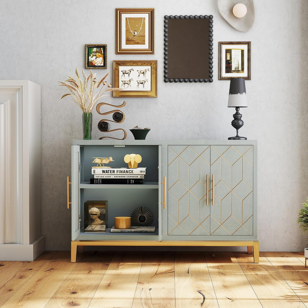 47.8" Accent Storage Cabinet with 4 Doors, Modern Sideboard Buffet Cabin...