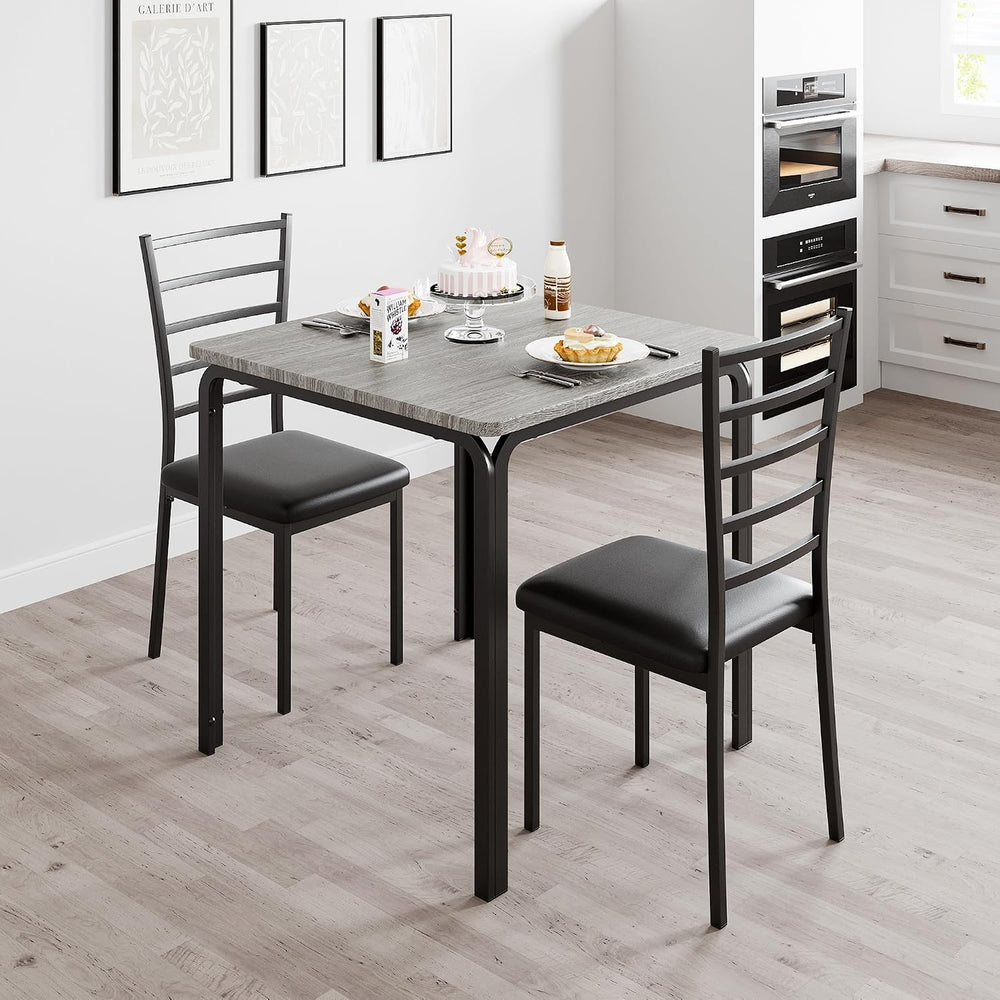 IDEALHOUSE 3-Piece Space Saving Dining Table and Chair Set, Grey