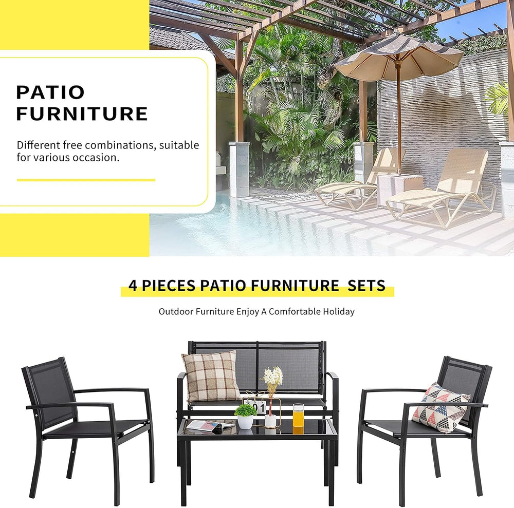 Shintenchi 4 Pieces Patio Furniture Set All Weather Textile Fabric Outdoor Co...