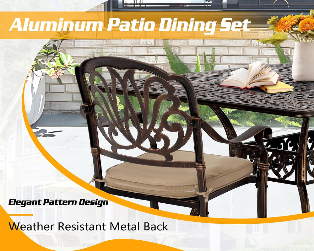 TITIMO 9-Piece Cast Aluminum Patio Furniture Set, Outdoor Patio Dining Set