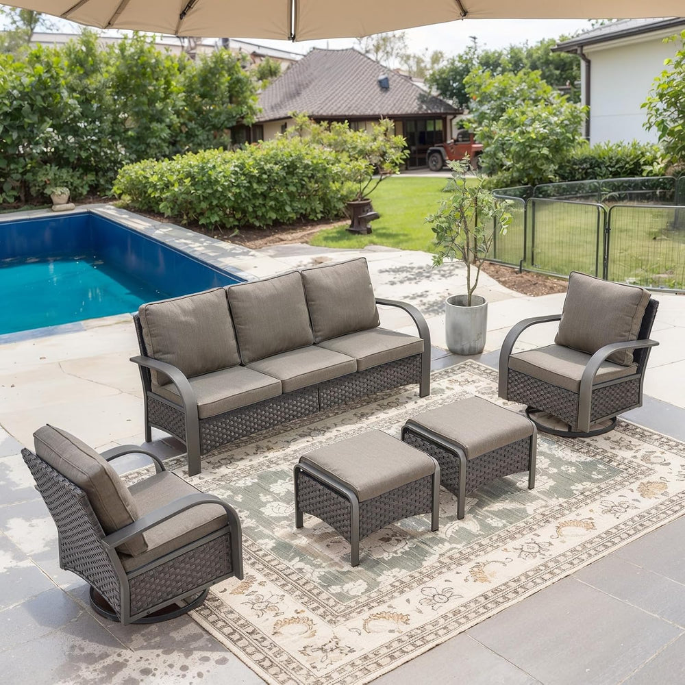 Belord Outdoor Swivel Rocker Patio Chairs Set of 2, 3 Piece Wicker Patio Bist...