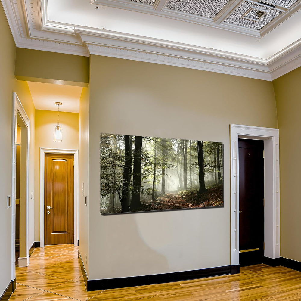 Foggy Forest Canvas Wall Art Home Office Decor Smoky Pine Tree Spring Frame