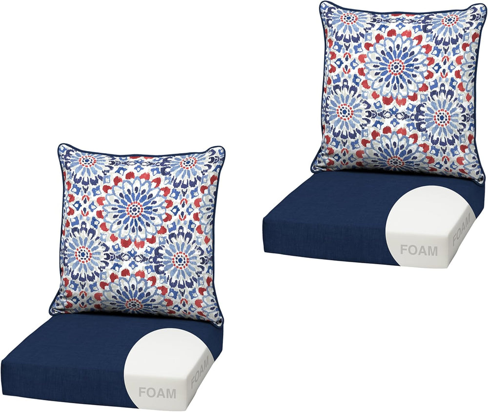 Arden Outdoor Deep Seat Cushion Set, Foam, 2-Pack, 22x24, Clark Blue
