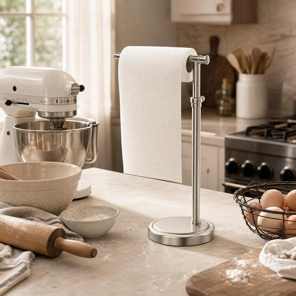 RUMOSE Hand Towel Holder Stand Countertop Towel Rack, Brushed Nickel
