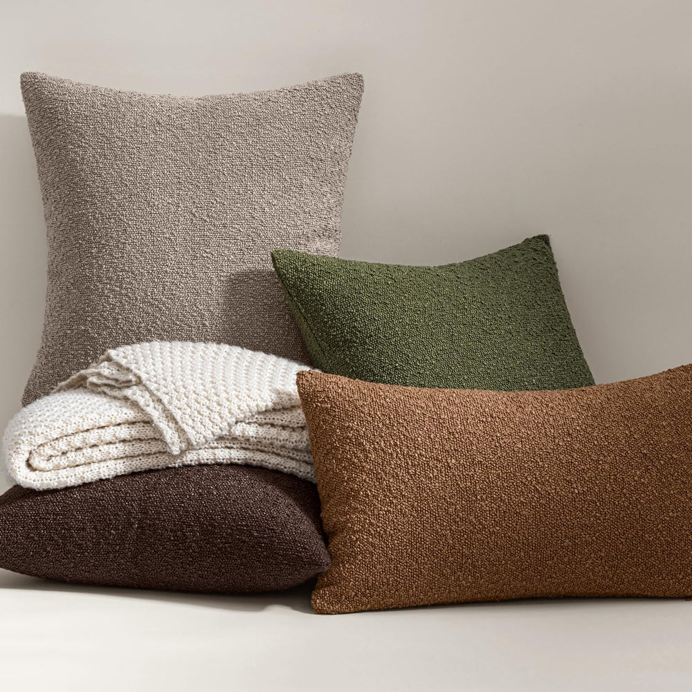 MIULEE 20x20 Decorative Boucle Couch Pillow Covers Light Taupe