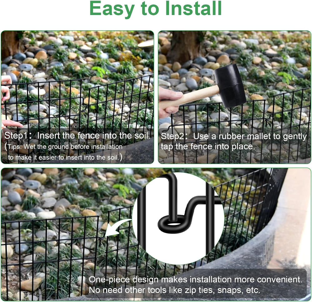 25ft(L) x 13in(H) Animal Barrier Fence,25 Panels 1.16in Gap No Dig Garden Fen...
