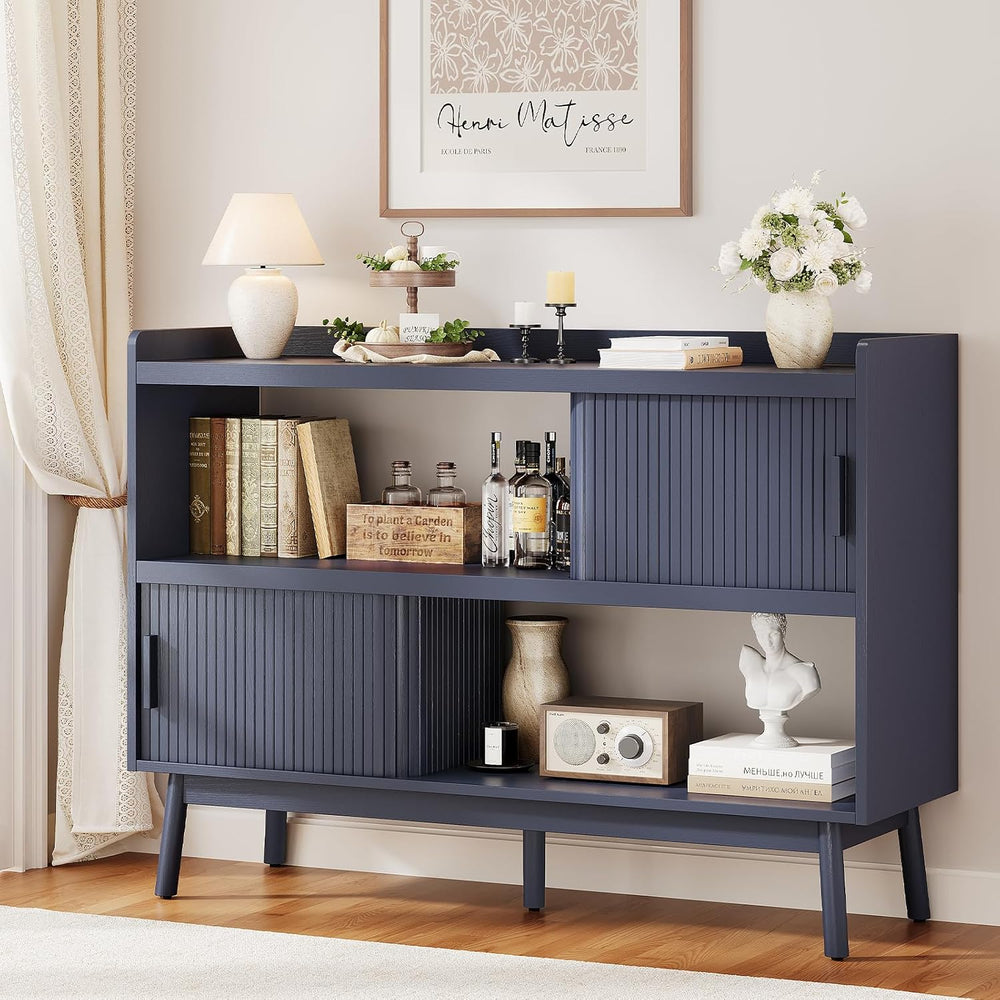ONBRILL 51.2" Sideboard Buffet Cabinet with Outlet & Sliding Door, Blue
