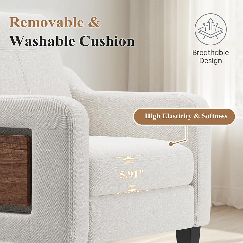 Accent Chair for Living Room, Mid-Century Upholstered Armchair with Foldable ...