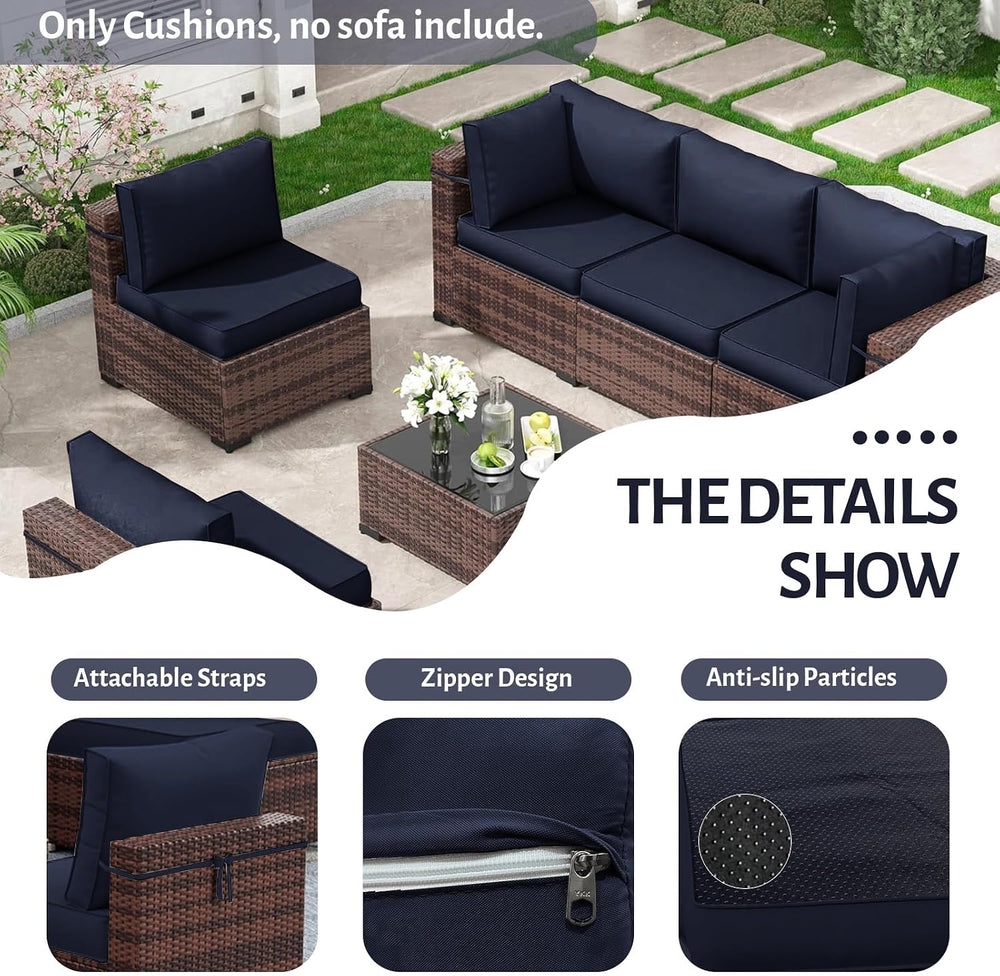 14Pcs Outdoor Sofa Replacement Cushions,Water-Resistant Patio Funiture Sectio...
