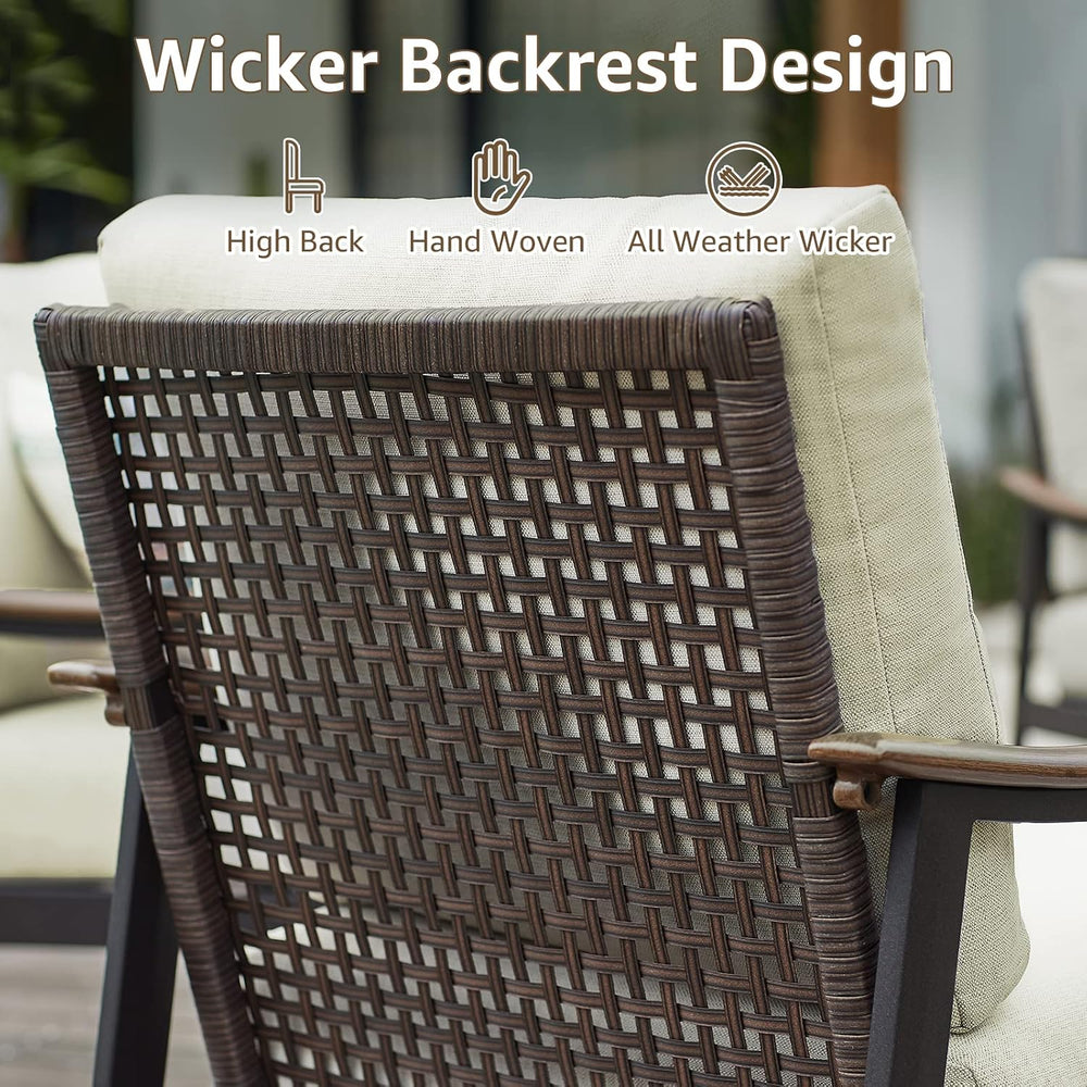 NATURAL EXPRESSIONS Patio Outdoor Chair with Ottoman, Wicker Backrest