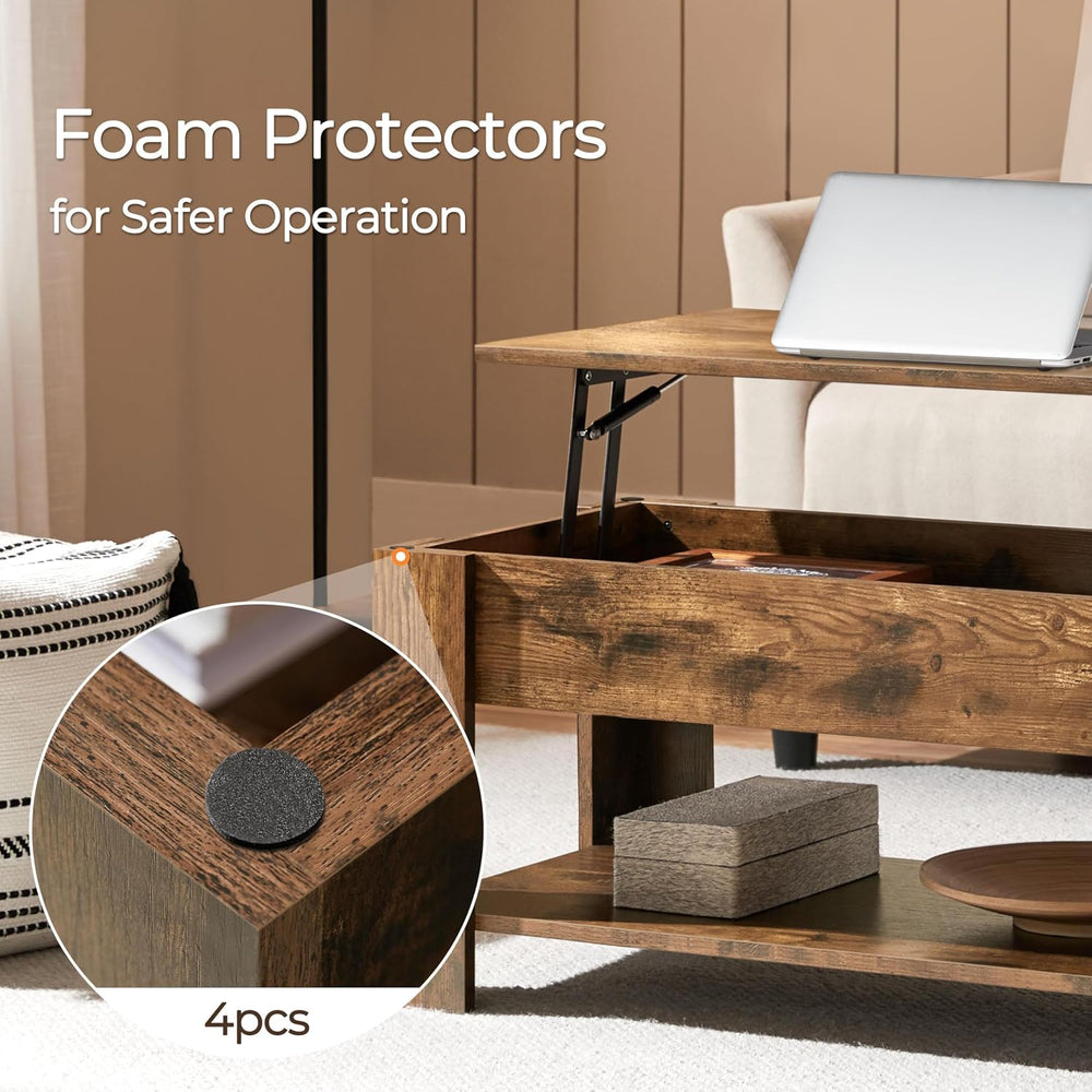 Yaheetech 38.6" Lift Top Coffee Table with Hidden Storage, Rustic Brown