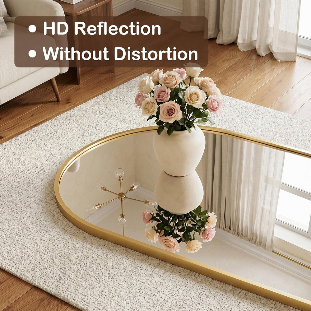 Antok Full Length Mirror, 48" x 14" Over-the-Door Hanging Mirror, Gold