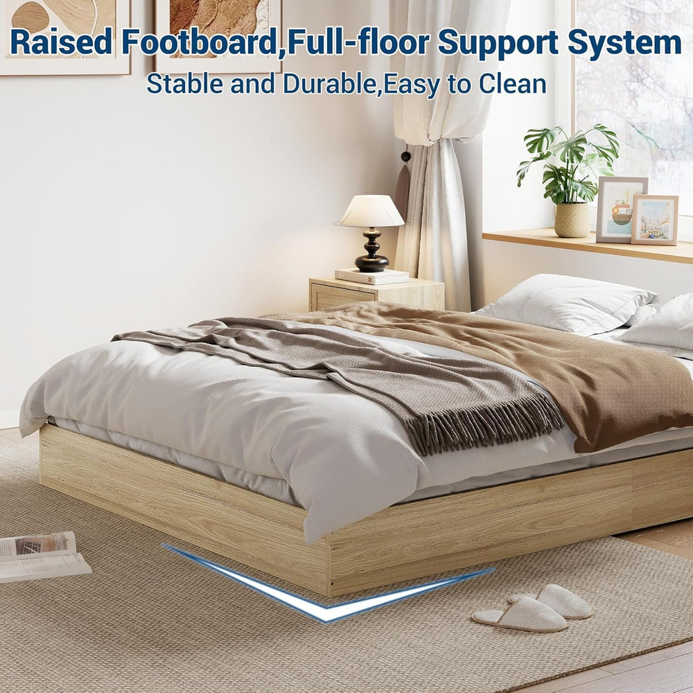 GarveeHome Wood Platform Bed Frame, Queen Bed Frame Without Headboard