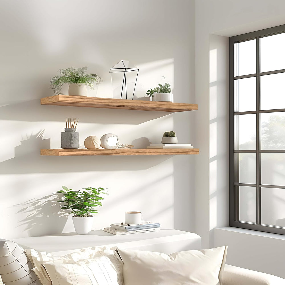 PHPH 36 Inch Wood Floating Shelves for Wall, Wooden Wall Shelves for Bedroom,...