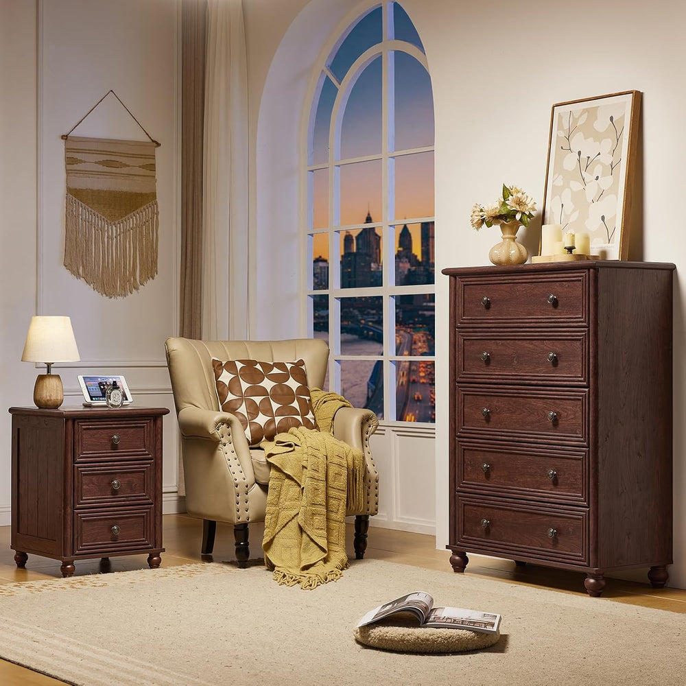RWYHG 18" Night Stand Set 2, Nightstand with 3 Drawers