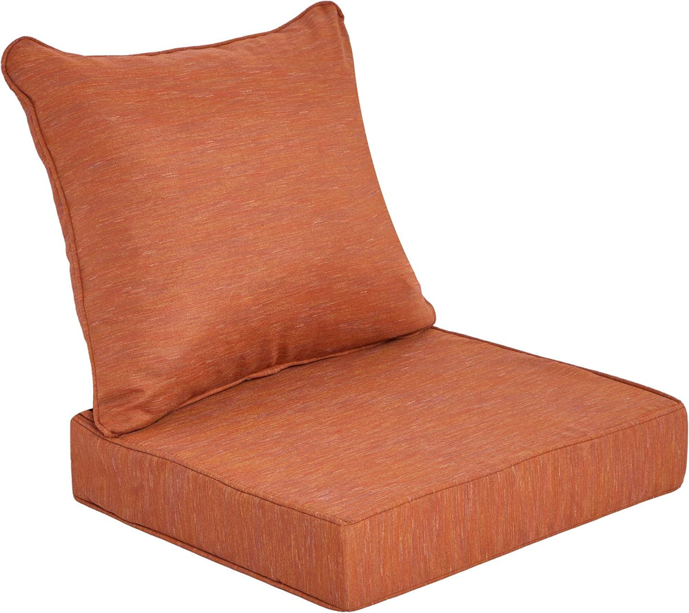 Outdoor Deep Seat Cushions,Water-Resistant,24x22x5,Rust Orange