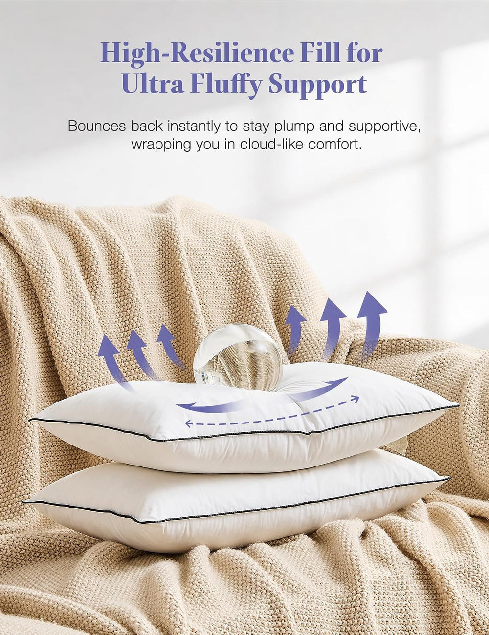 18x18 Feather Down Throw Pillow Inserts 2 Pack Organic Cotton Cover