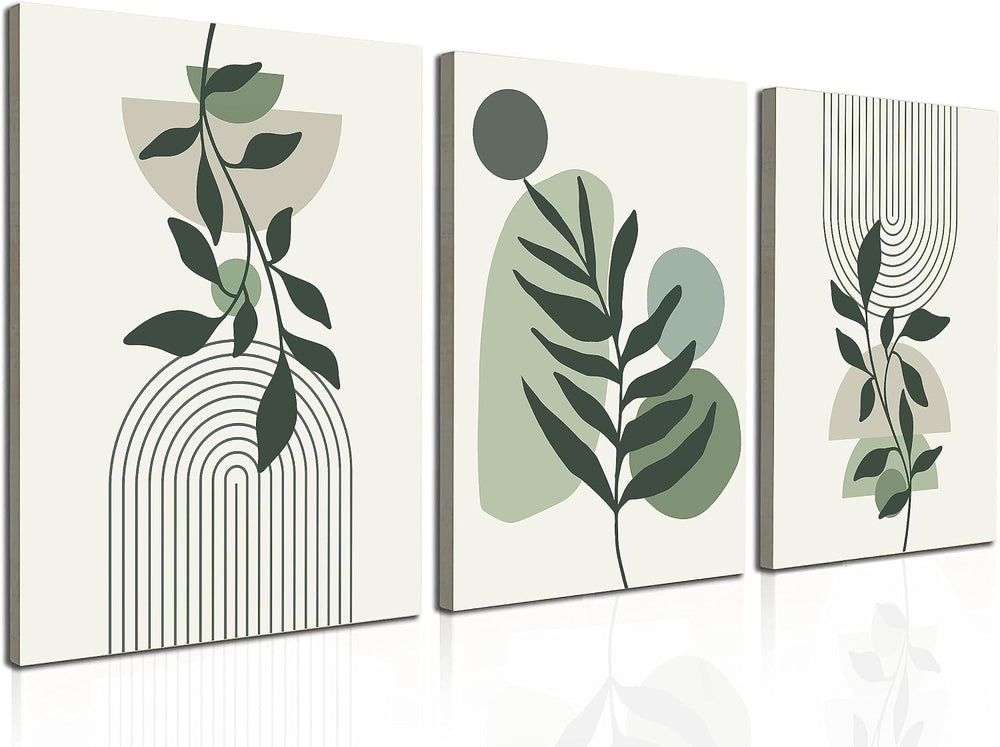 Induslyfe Large Framed Boho Canvas Wall Art Set of 3, Mid Century Modern room...