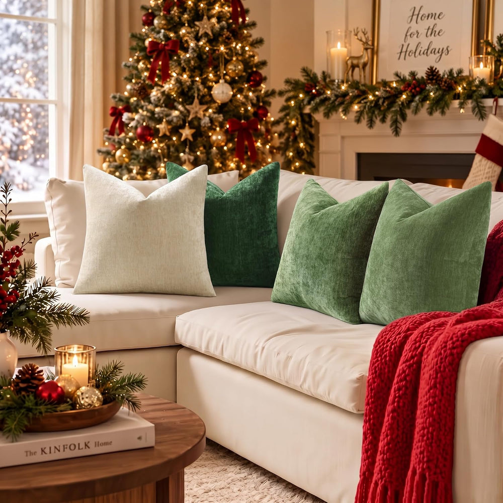 decorUhome Christmas Olive Green Throw Pillow Covers 24X24 Set of 2