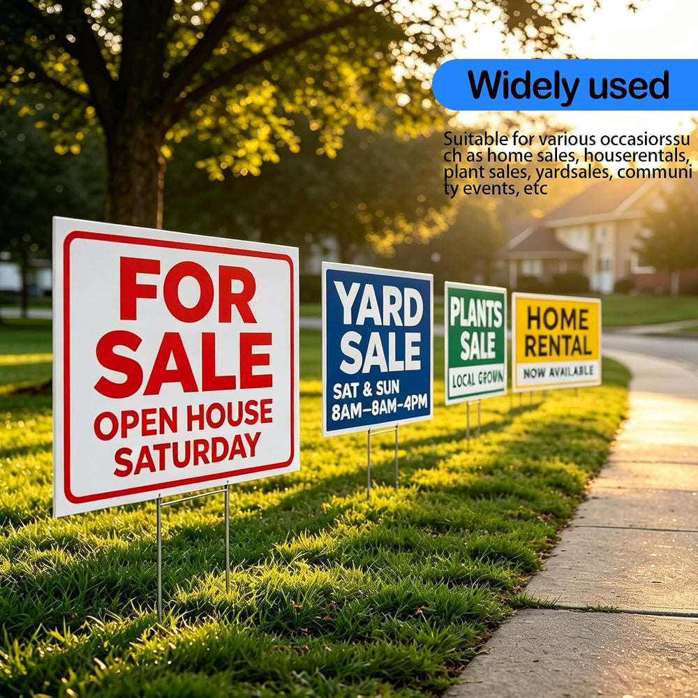 10-Pack 24"x18" Blank Yard Signs with Stakes, Corrugated Plastic
