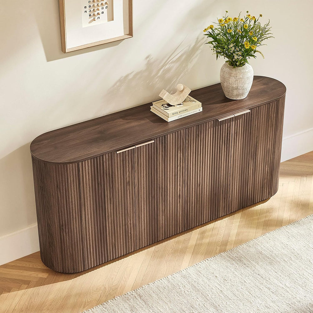 CHITA 70" Fluted Sideboard Cabinet, Buffet Cabinet with Storage, Walnut