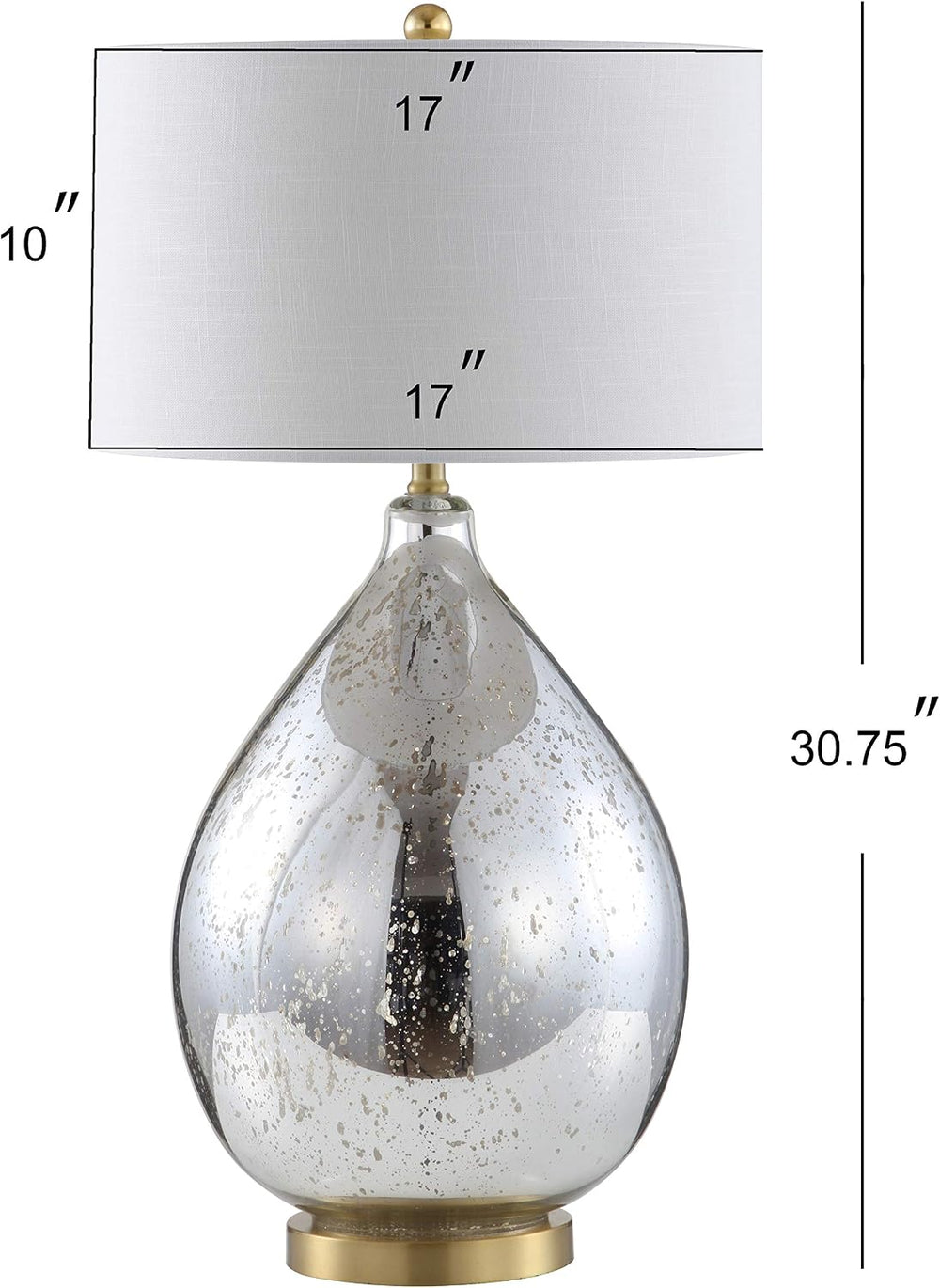 JONATHAN Y Sasha Glass Metal Teardrop Table Lamp 30.75", Mercury Silver