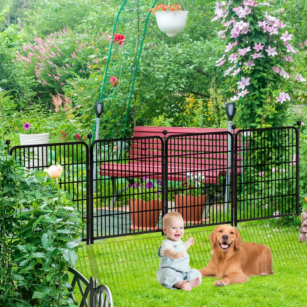 Getlay Tall Garden Fence with Gate 48 in(H)×27 in(L) 12 Panels Total 26.6 Ft(...