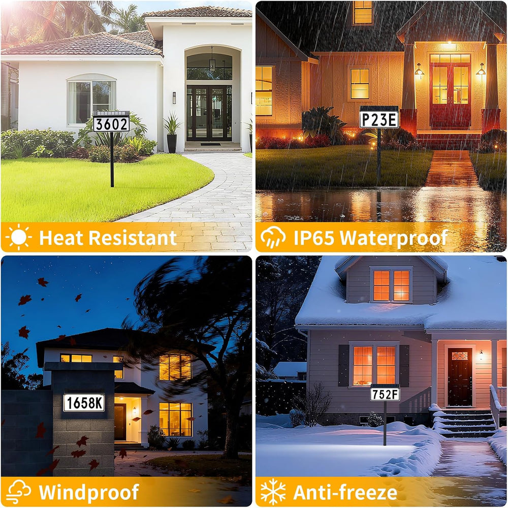 Solar Address Sign, Lighted House Numbers for Outside Waterproof