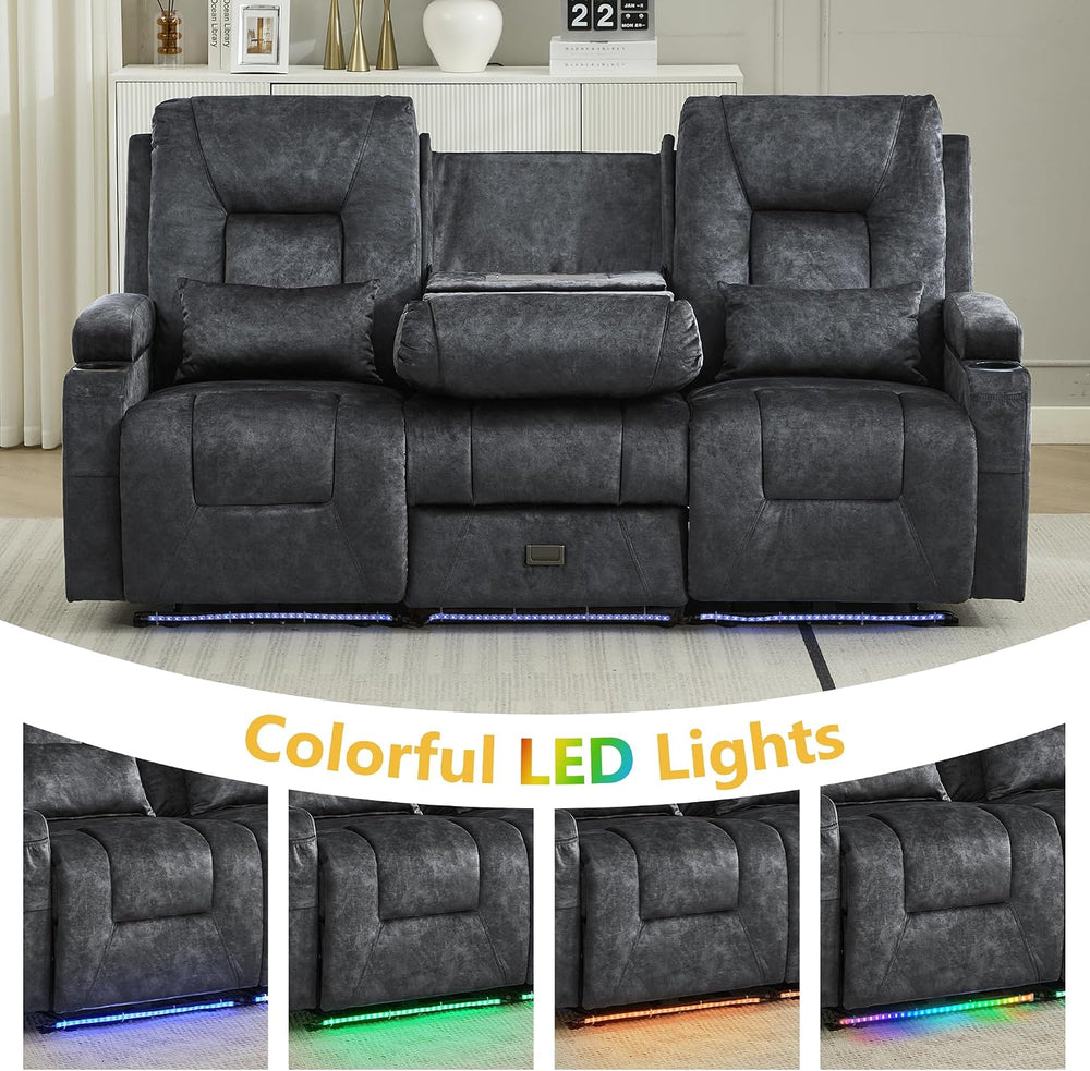 URRED Wall Hugger Power Reclining Loveseat Sofa,Gray:77.3" - 3 Seats